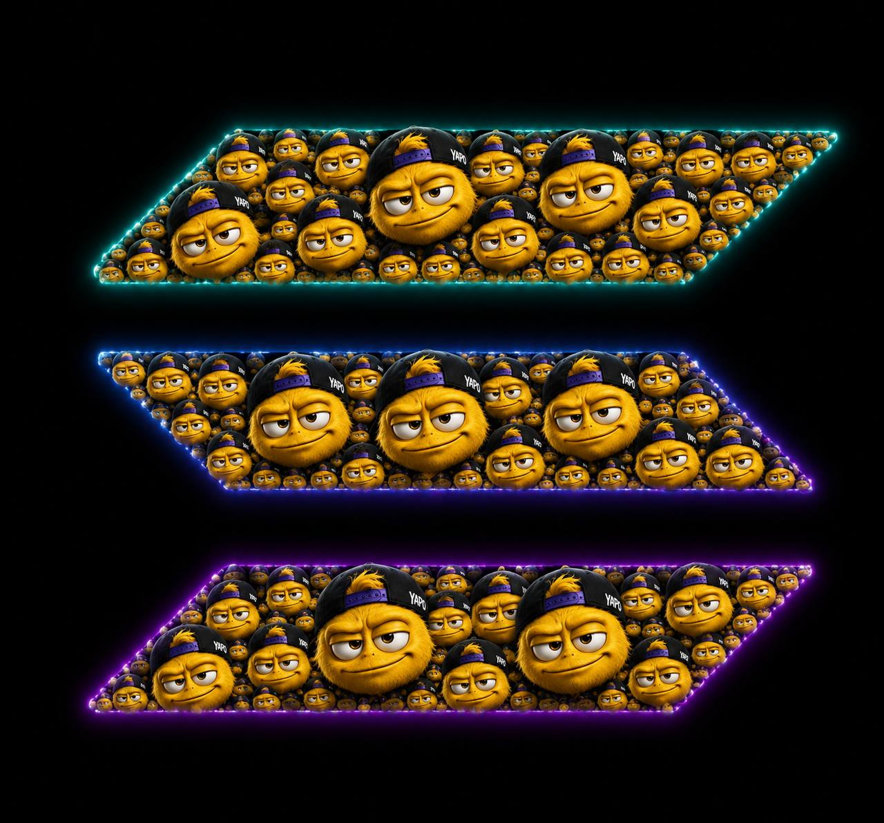 Solana Logo composed of YAPO Monster Emojis